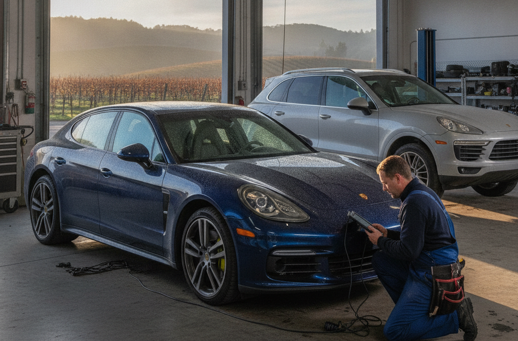 Why Is My Porsche Cayenne or Panamera’s Air Suspension Dropping Overnight in Sonoma — and What Does a Full Airmatic Diagnosis Actually Involve?